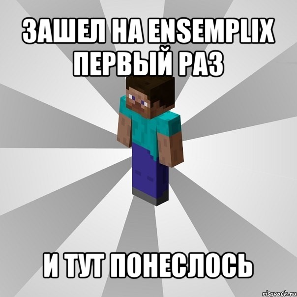 зашел на ensemplix первый раз и тут понеслось, Мем Типичный игрок Minecraft