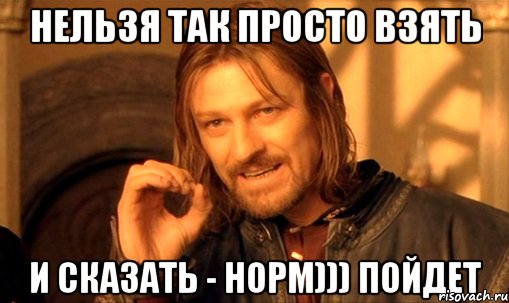 нельзя так просто взять и сказать - норм))) пойдет, Мем Нельзя просто так взять и (Боромир мем)