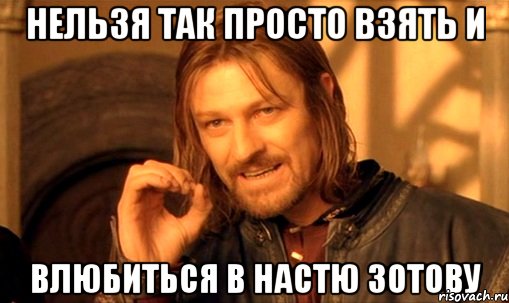 нельзя так просто взять и влюбиться в настю зотову, Мем Нельзя просто так взять и (Боромир мем)