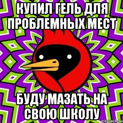 купил гель для проблемных мест буду мазать на свою школу, Мем Омская птица