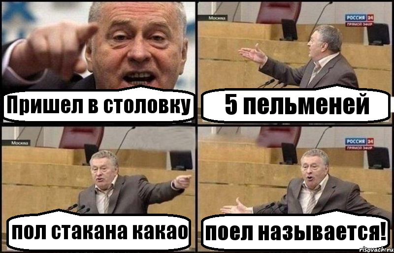 Пришел в столовку 5 пельменей пол стакана какао поел называется!, Комикс Жириновский