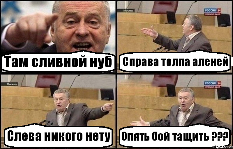 Там сливной нуб Справа толпа аленей Слева никого нету Опять бой тащить ???, Комикс Жириновский