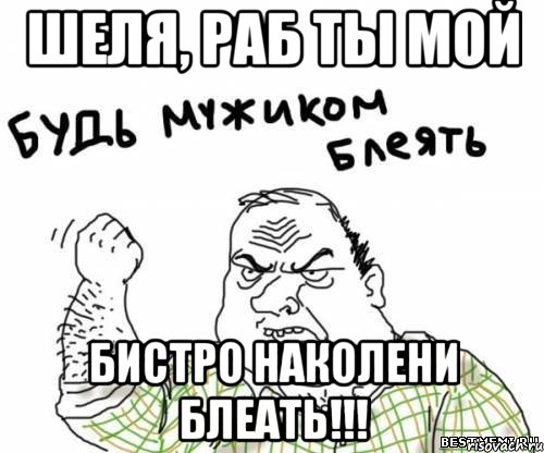 шеля, раб ты мой бистро наколени блеать!!!, Мем блять