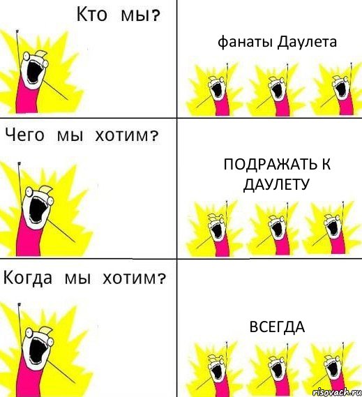 фанаты Даулета подражать к Даулету всегда, Комикс Что мы хотим