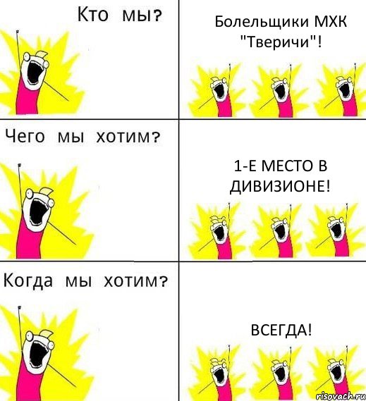 Болельщики МХК "Тверичи"! 1-е место в дивизионе! Всегда!, Комикс Что мы хотим