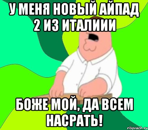 у меня новый айпад 2 из италиии боже мой, да всем насрать!, Мем  Да всем насрать (Гриффин)