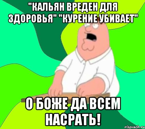 "кальян вреден для здоровья" "курение убивает" о боже да всем насрать!, Мем  Да всем насрать (Гриффин)