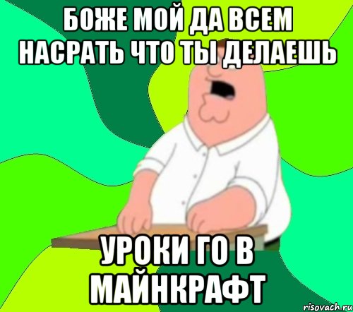 боже мой да всем насрать что ты делаешь уроки го в майнкрафт, Мем  Да всем насрать (Гриффин)