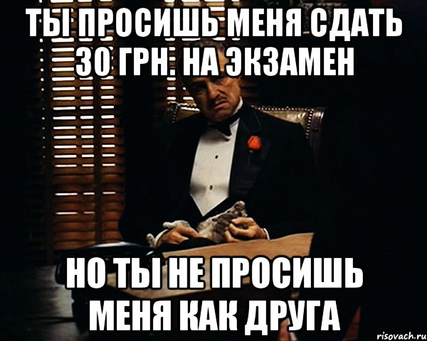 ты просишь меня сдать 30 грн. на экзамен но ты не просишь меня как друга, Мем Дон Вито Корлеоне