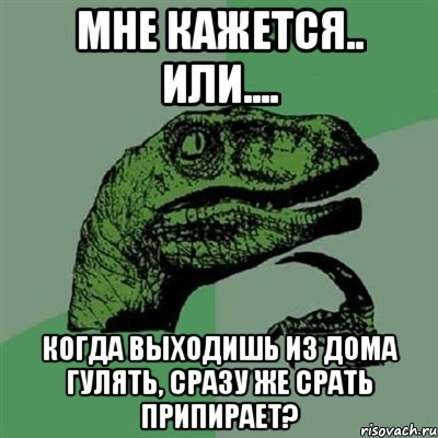 мне кажется.. или.... когда выходишь из дома гулять, сразу же срать припирает?, Мем Филосораптор