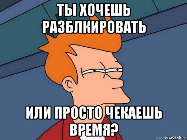 ты хочешь разблкировать или просто чекаешь время?, Мем  Фрай (мне кажется или)