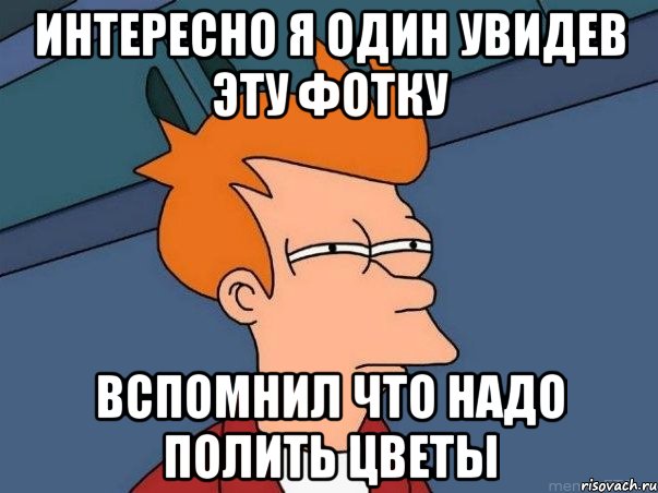 интересно я один увидев эту фотку вспомнил что надо полить цветы, Мем  Фрай (мне кажется или)