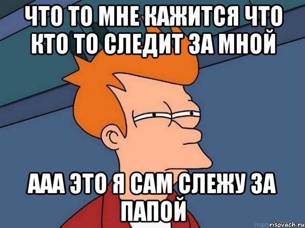 что то мне кажится что кто то следит за мной ааа это я сам слежу за папой, Мем  Фрай (мне кажется или)