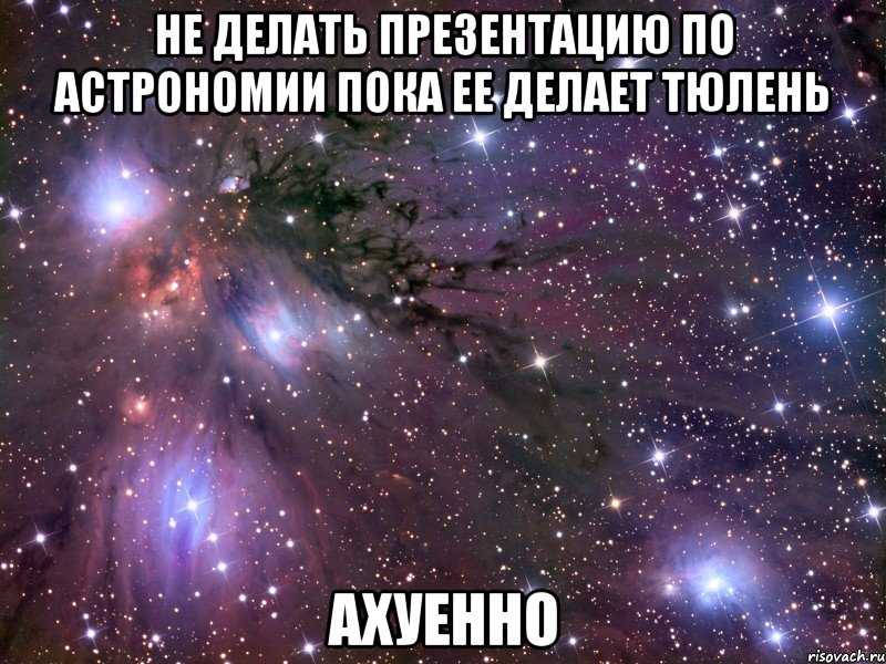 не делать презентацию по астрономии пока ее делает тюлень ахуенно, Мем Космос