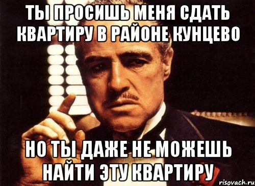 ты просишь меня сдать квартиру в районе кунцево но ты даже не можешь найти эту квартиру, Мем крестный отец