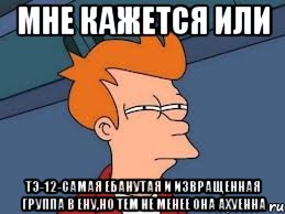 мне кажется или тэ-12-самая ебанутая и извращенная группа в ену,но тем не менее она ахуенна, Мем  Фрай (мне кажется или)