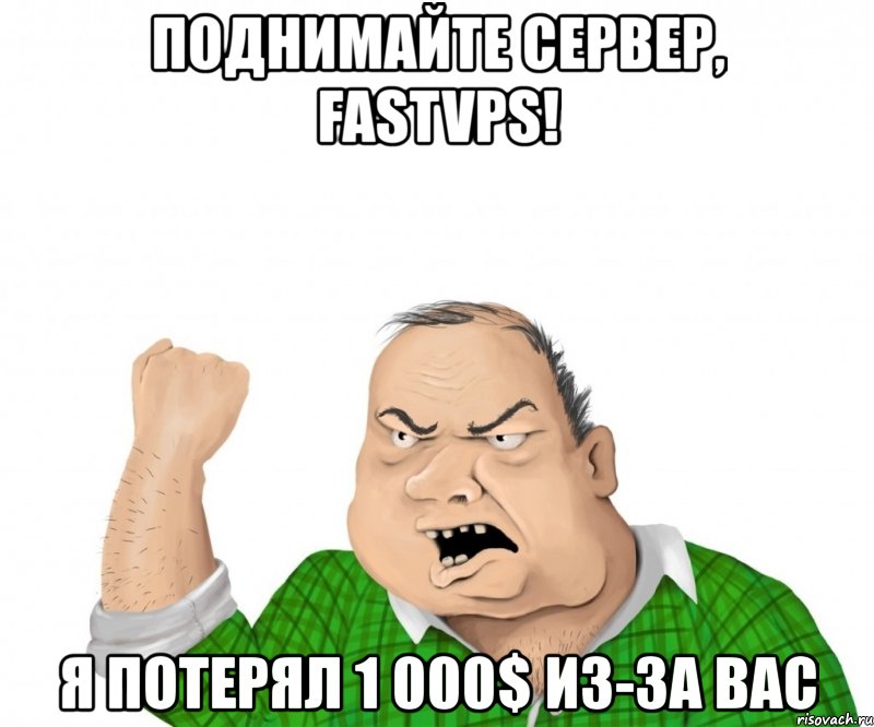 поднимайте сервер, fastvps! я потерял 1 000$ из-за вас