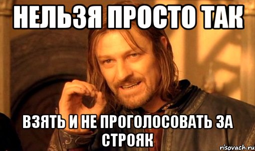 нельзя просто так взять и не проголосовать за строяк, Мем Нельзя просто так взять и (Боромир мем)