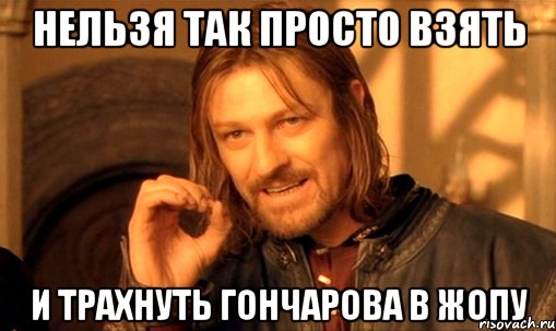 нельзя так просто взять и трахнуть гончарова в жопу, Мем Нельзя просто так взять и (Боромир мем)