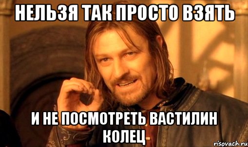 нельзя так просто взять и не посмотреть вастилин колец, Мем Нельзя просто так взять и (Боромир мем)