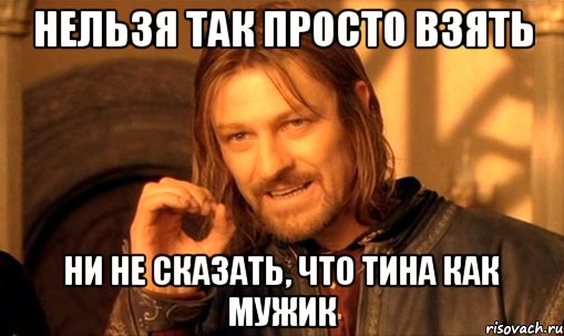 нельзя так просто взять ни не сказать, что тина как мужик, Мем Нельзя просто так взять и (Боромир мем)