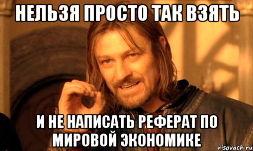 нельзя просто так взять и не написать реферат по мировой экономике, Мем Нельзя просто так взять и (Боромир мем)