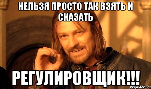 нельзя просто так взять и сказать регулировщик!!!, Мем Нельзя просто так взять и (Боромир мем)