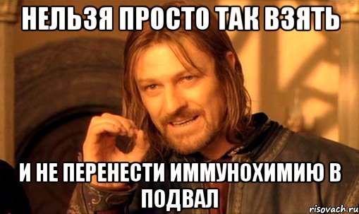 нельзя просто так взять и не перенести иммунохимию в подвал, Мем Нельзя просто так взять и (Боромир мем)