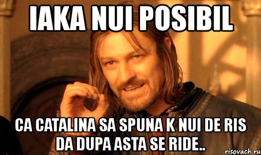 iaka nui posibil ca catalina sa spuna k nui de ris da dupa asta se ride.., Мем Нельзя просто так взять и (Боромир мем)