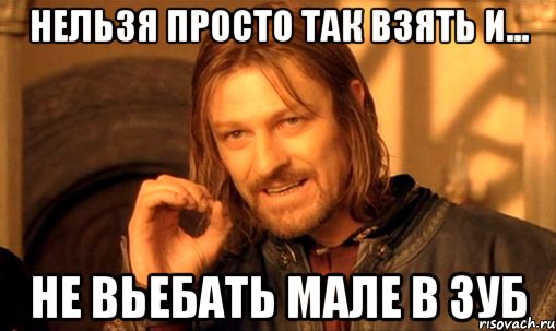 нельзя просто так взять и... не вьебать мале в зуб, Мем Нельзя просто так взять и (Боромир мем)