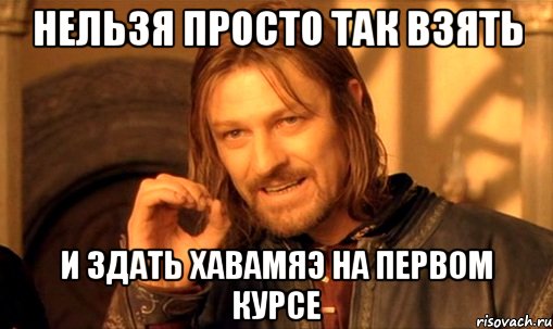 нельзя просто так взять и здать хавамяэ на первом курсе, Мем Нельзя просто так взять и (Боромир мем)