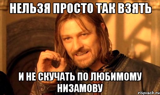 нельзя просто так взять и не скучать по любимому низамову, Мем Нельзя просто так взять и (Боромир мем)