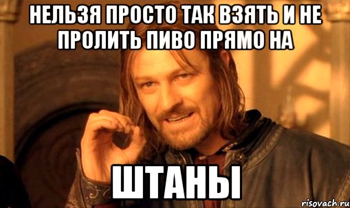 нельзя просто так взять и не пролить пиво прямо на штаны, Мем Нельзя просто так взять и (Боромир мем)