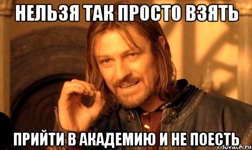 нельзя так просто взять прийти в академию и не поесть, Мем Нельзя просто так взять и (Боромир мем)