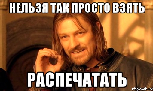 нельзя так просто взять распечатать, Мем Нельзя просто так взять и (Боромир мем)