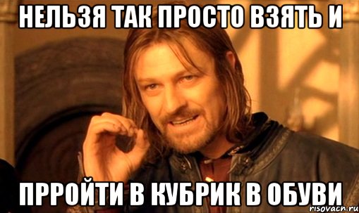 нельзя так просто взять и прройти в кубрик в обуви, Мем Нельзя просто так взять и (Боромир мем)