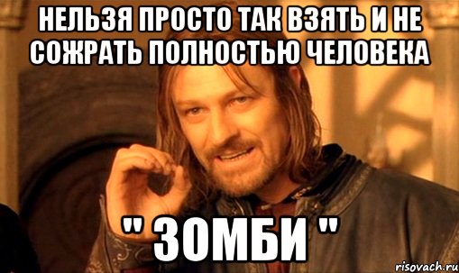 нельзя просто так взять и не сожрать полностью человека " зомби ", Мем Нельзя просто так взять и (Боромир мем)