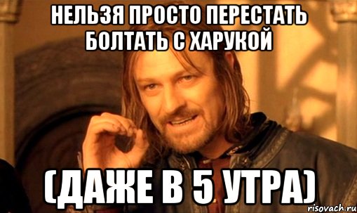 нельзя просто перестать болтать с харукой (даже в 5 утра), Мем Нельзя просто так взять и (Боромир мем)