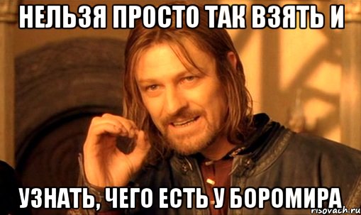 нельзя просто так взять и узнать, чего есть у боромира, Мем Нельзя просто так взять и (Боромир мем)