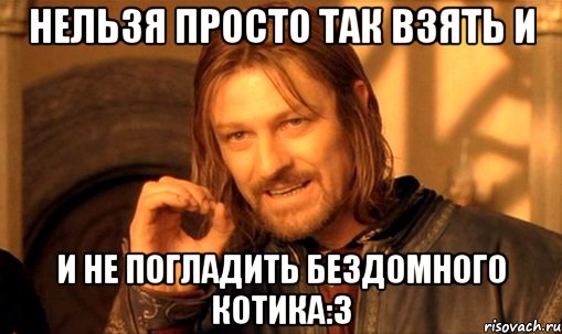 нельзя просто так взять и и не погладить бездомного котика:3, Мем Нельзя просто так взять и (Боромир мем)