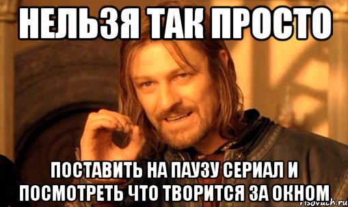 нельзя так просто поставить на паузу сериал и посмотреть что творится за окном, Мем Нельзя просто так взять и (Боромир мем)