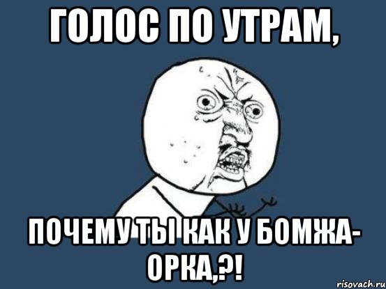 голос по утрам, почему ты как у бомжа- орка,?!, Мем Ну почему