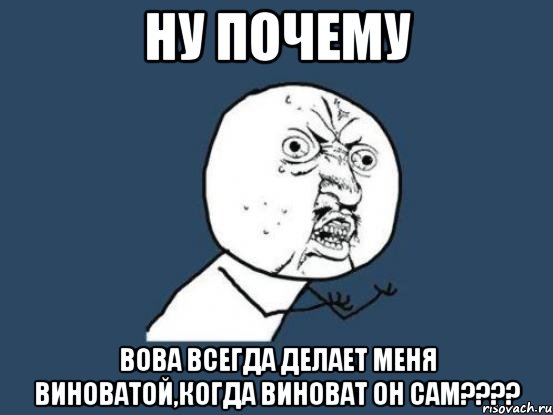 ну почему вова всегда делает меня виноватой,когда виноват он сам???, Мем Ну почему