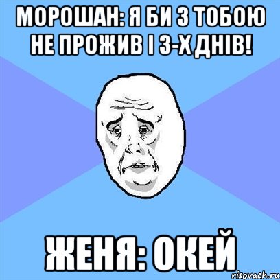 морошан: я би з тобою не прожив і 3-х днів! женя: окей, Мем Okay face