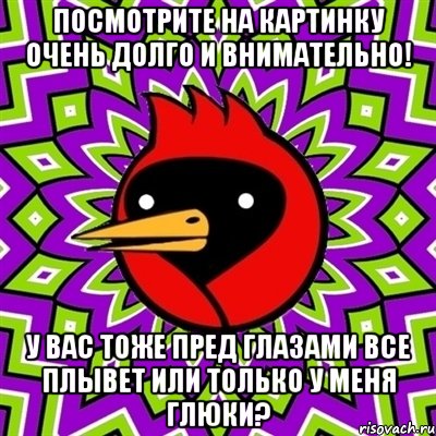 посмотрите на картинку очень долго и внимательно! у вас тоже пред глазами все плывет или только у меня глюки?, Мем Омская птица