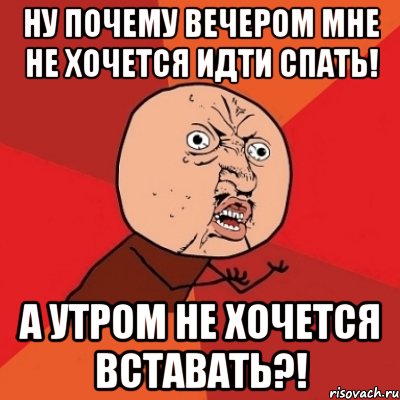 ну почему вечером мне не хочется идти спать! а утром не хочется вставать?!, Мем Почему