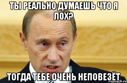 ты реально думаешь что я лох? тогда тебе очень неповезёт, Мем путин