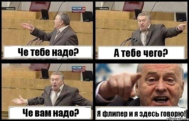 Че тебе надо? А тебе чего? Че вам надо? Я флипер и я здесь говорю!, Комикс с Жириновским