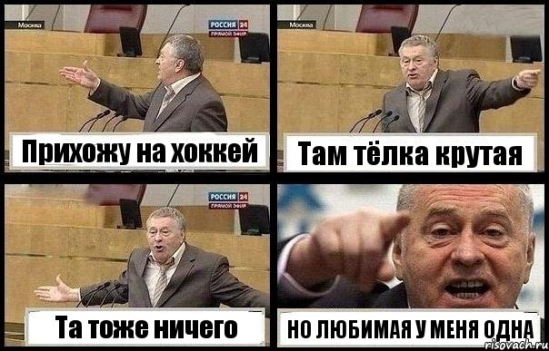 Прихожу на хоккей Там тёлка крутая Та тоже ничего НО ЛЮБИМАЯ У МЕНЯ ОДНА, Комикс с Жириновским