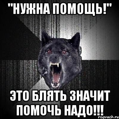 "нужна помощь!" это блять значит помочь надо!!!, Мем Сумасшедший волк